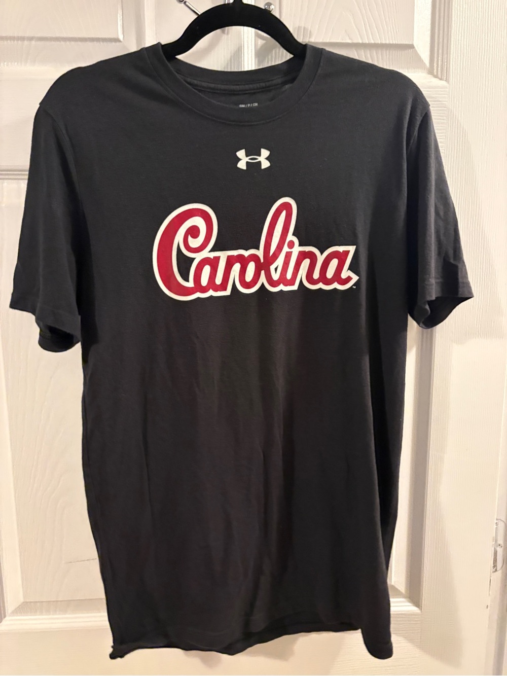 Under Armour Black Tee with Red Carolina Script